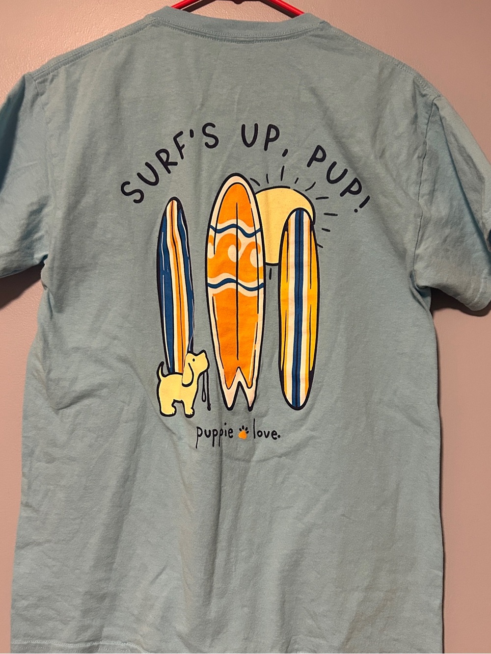 Puppy Love Surfs Up Light Blue T-Shirt Medium